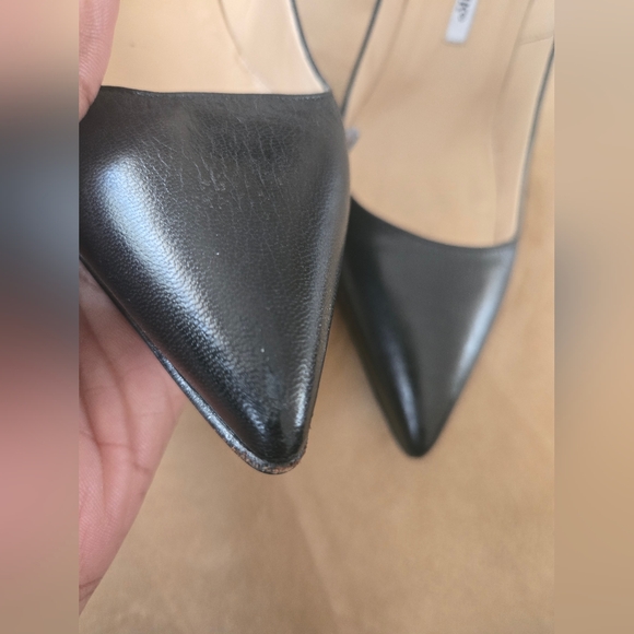 MANOLO BLAHNIK Black Leather, 4” Stiletto Heel, Size 39 Or 9 With 2 Dust Bags - Picture 5 of 7